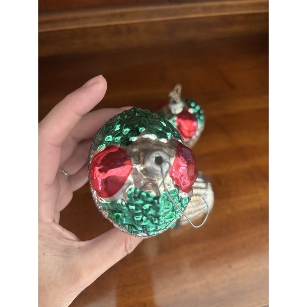 5pc Vintage German Mercury Glass Christmas Ornaments fruit basket handpainted - Picture 6 of 15